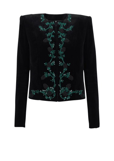 Blackberry embroidered velvet jacket