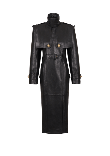 Belted trench coat in lambskin leather