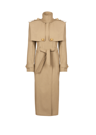 Belted trench coat in water-repellent cotton