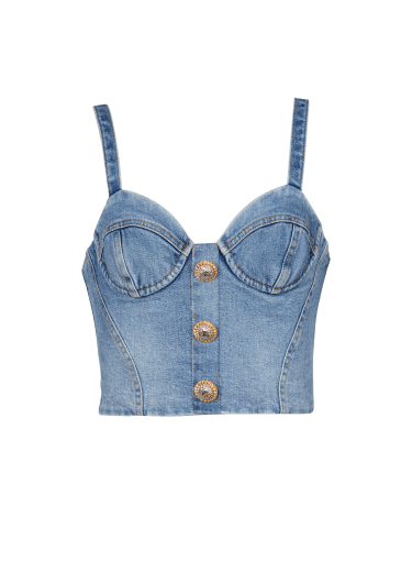 Denim top with thin straps