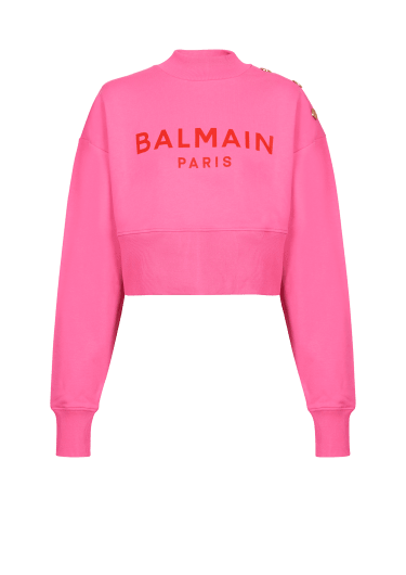 Kurzes Sweatshirt mit Balmain Paris-Print