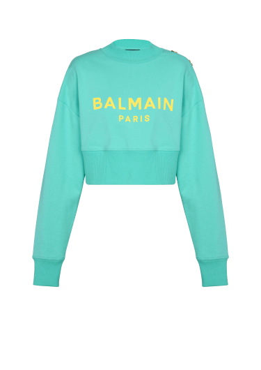 Balmain logo-print knitted jumper - Green
