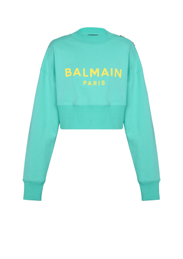 Cropped sweatshirt with Balmain Paris print