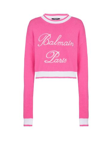 Balmain Kids knit jacquard logo sweater - Black