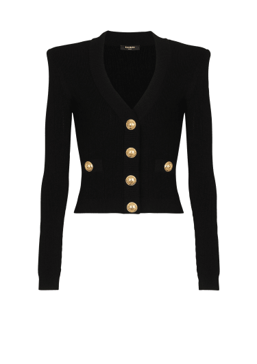 BALMAIN - BALMAIN paris 金ボタン ニットカーディガン ジップ
