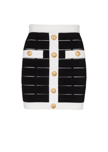 Two-tone buttoned knit skirt