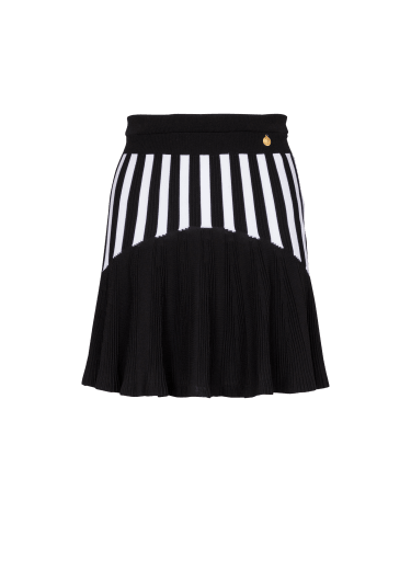 Pleated striped knit skirt