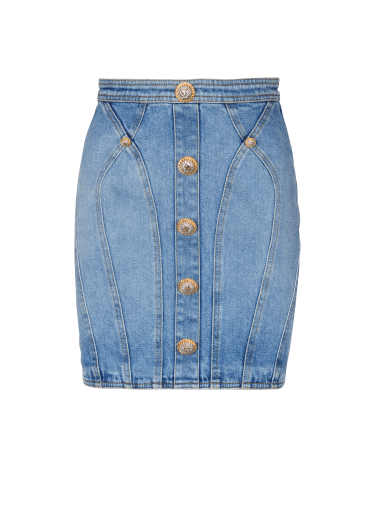 Buttoned denim skirt