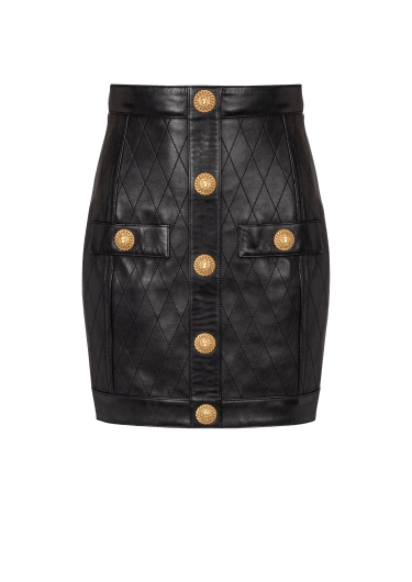 balmain leather lambskin garter skirt