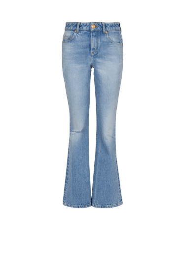 Balmain Kids wide-leg denim shorts - White