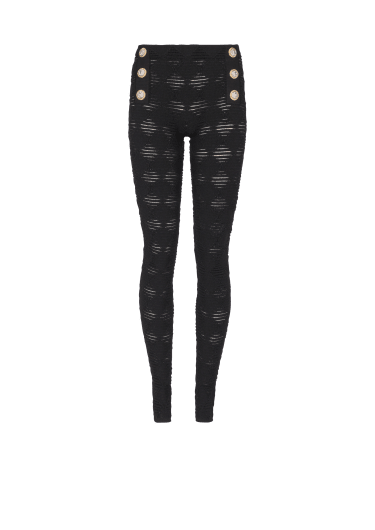 Diamond knit leggings with 6 buttons