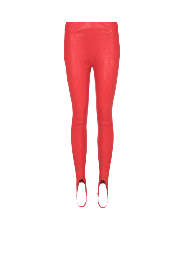 Topstitched leather leggings