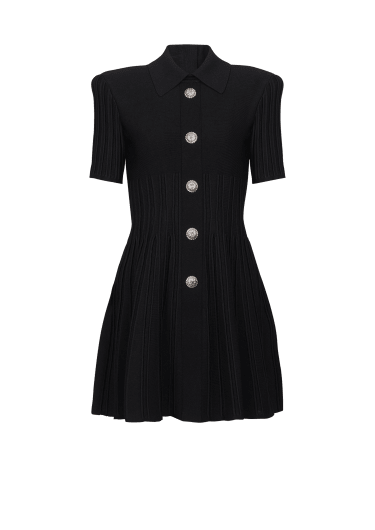 Flared knit dress with buttons