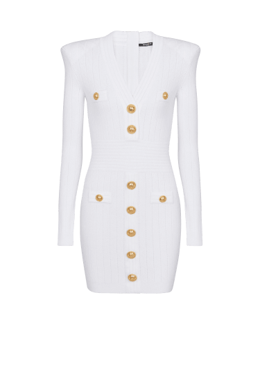 Short knitted dress with gold buttons