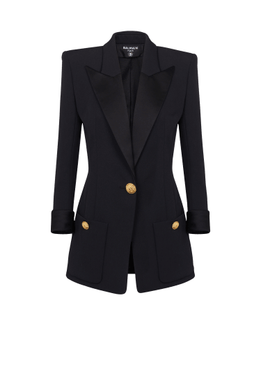 Jacke aus Grain-de-Poudre mit Knopf