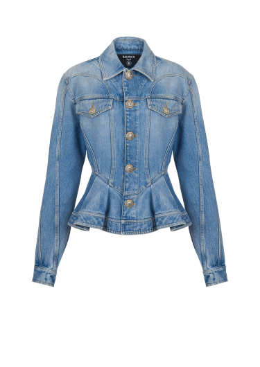 Pleated denim jacket