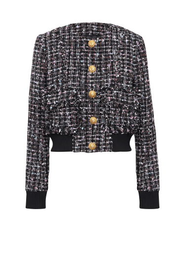 Blouson en tweed à boutons