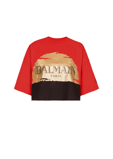 Disney x Balmain : The Lion King - Kurzes T-Shirt mit Sunset-Print