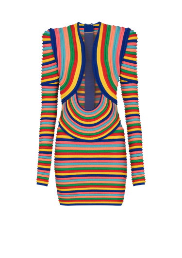 Short dress in multicoloured rolled knit