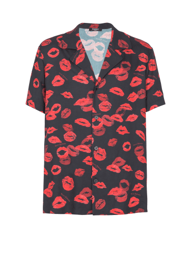 Pyjamahemd aus Twill mit Kiss-Print