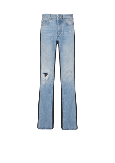 Lockere Jeans aus Denim und Gewebe