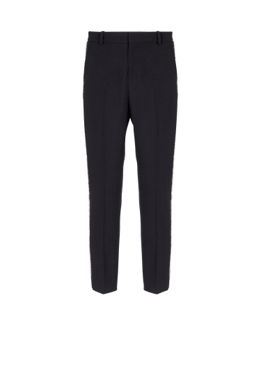 Embroidered grain de poudre trousers