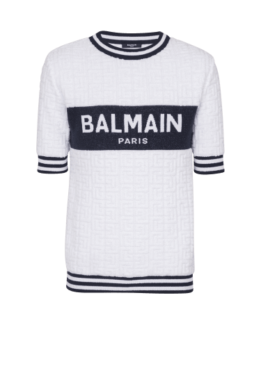 T-shirt a maniche corte in maglia con monogramma PB labirinto