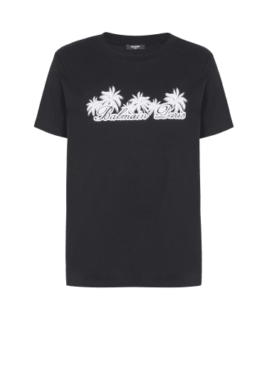 Camiseta con estampado de palmeras Balmain Signature