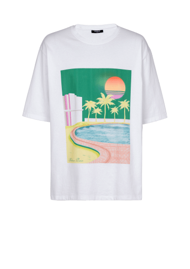 Weites T-Shirt mit Balmain Postcard-Print