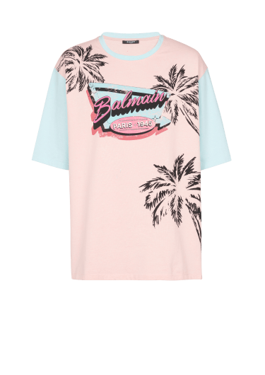 Camiseta holgada con estampado Miami Balmain