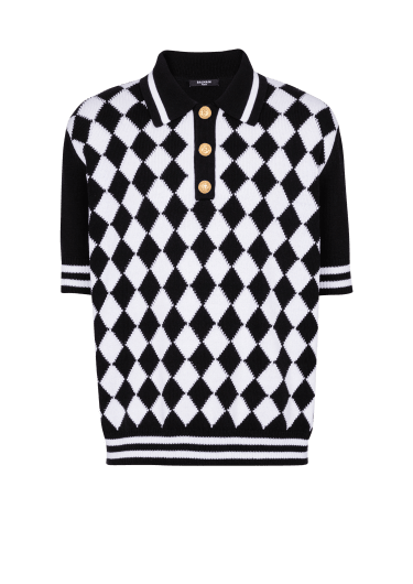 Diamond polo shirt in two-tone cotton