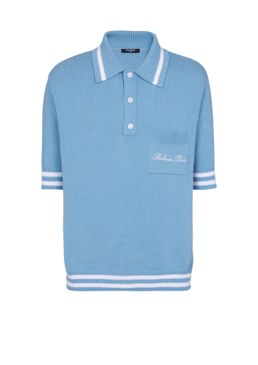 Polo in lana con ricamo Balmain iconico 