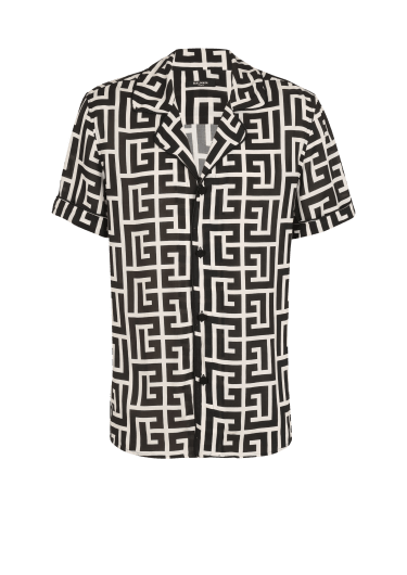 Camicia stile pigiama a maniche corte con monogramma PB labirinto