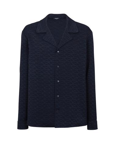 Camicia pigiama in jacquard con monogramma PB labirinto