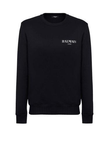 Balmain logo-lettering hoodie - Blue