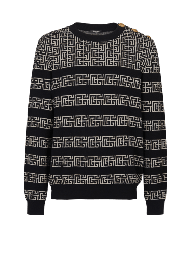 Pull marinière en laine et lin à monogramme PB Labyrinthe