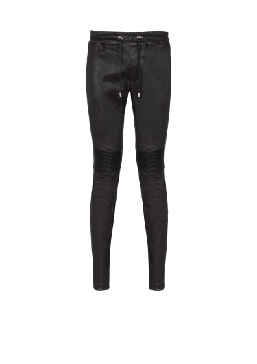 Leather biker trousers
