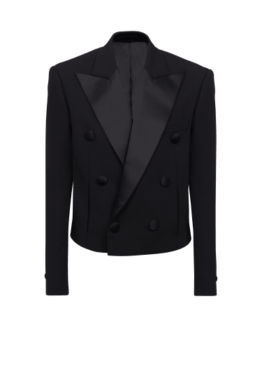 Cropped double crepe jacket