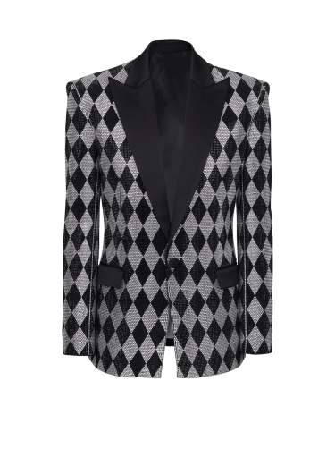Diamond rhinestone 1-button jacket