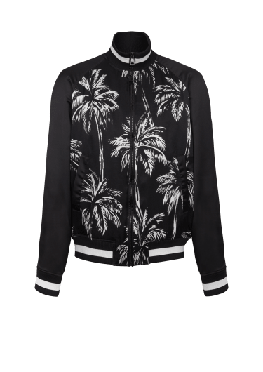 Bomberjacke aus Satin mit Palmenprint