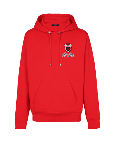 Red balmain hoodie best sale
