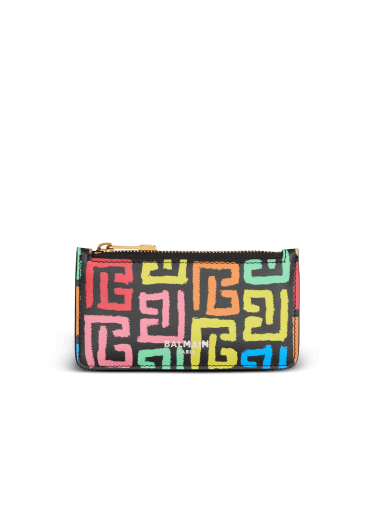 Porte-monnaie en cuir de veau imprimé Monogramme PB Labyrinth multicolore