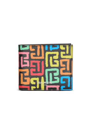 Porte-monnaie en cuir de veau imprimé Monogramme PB Labyrinth multicolore