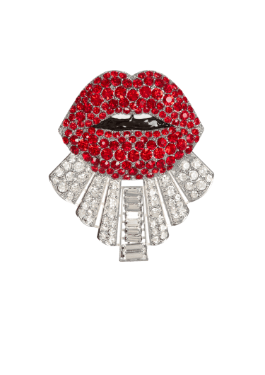 Broche Kiss en laiton et cristaux