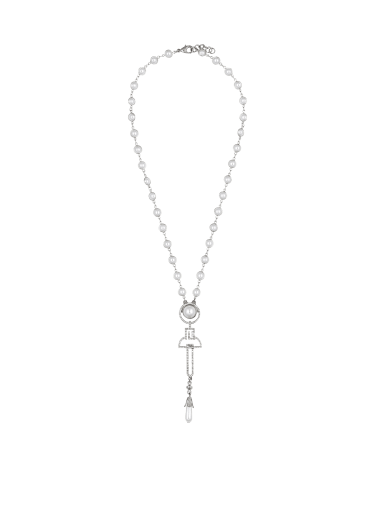 Art Déco-Halskette aus Perlen, Messing und Strass