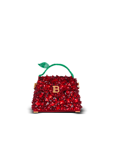 Small B-Buzz Dynasty bag in Strawberry-embroidered satin