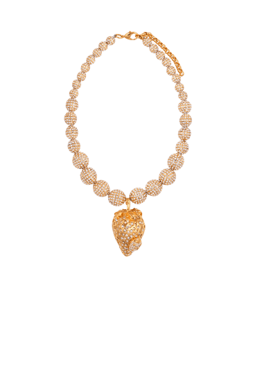 Collier Fraise en métal et strass