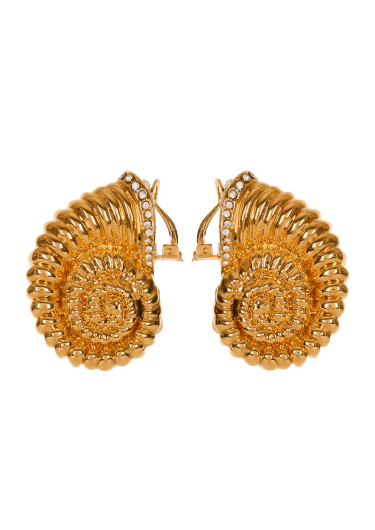 Snail brass and rhinestone earrings