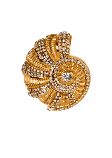 Brass and rhinestone Snail brooch