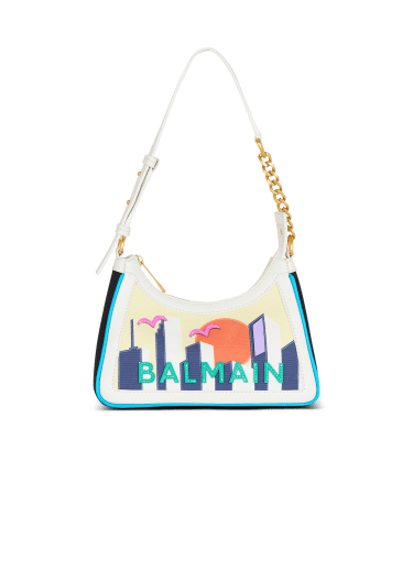 B-Army Shoulder bag in calfskin and printed Postcard canvas